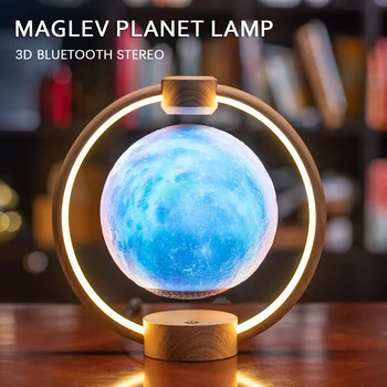 Лампа Maglev Moon Креативный Красочный светящийся ночник Прикроватная лампа для спальни с Bluetooth-динамиком Украшение дома Орнамент
