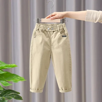 Брюки для мальчиков, весенне-осенние детские штаны 2023 года, новые штаны для отдыха, модные детские однотонные брюки