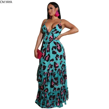 2020 Летнее Женское Длинное Платье Макси Со Свободным Ремешком, Леопардовый Принт, Вечерние Пляжные Элегантные Уличные Богемные Бандажные Платья Vestidos GL076
