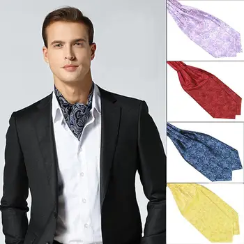 Мужской Классический красочный Шелковистый атласный галстук для свадебного банкета, галстук Ascot Tie