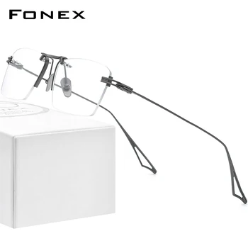 Титановая оправа для очков FONEX, Мужские Новые Квадратные Очки без оправы, Оптическая оправа для очков Act-Six