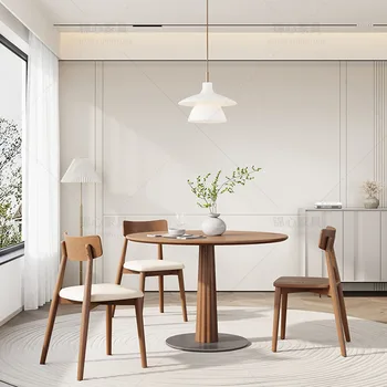 Водонепроницаемый обеденный стол в минималистичном стиле, скандинавский расслабляющий многофункциональный письменный обеденный стол, круглые деревянные предметы мебели для дома