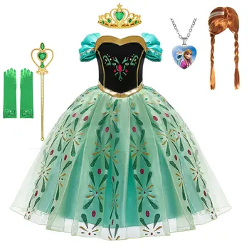 Платье Принцессы для маленькой девочки Disney, Костюм Замороженной Анны, Детские праздничные платья для выступлений, Фантазийные Бальные платья, Детская одежда