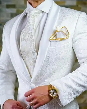 2023 Новое Поступление, Высококачественные Белые Смокинги Жениха на одной пуговице, Мужские Свадебные Вечерние костюмы для выпускного вечера, 2 предмета (куртка + брюки)