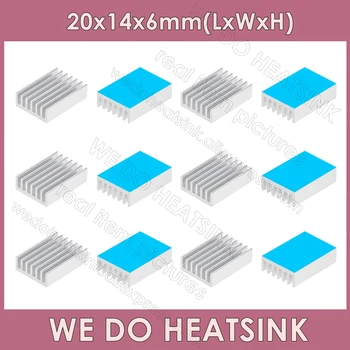 Мы изготавливаем радиатор 20x14x6 мм без термопленки или с ней Серебристый алюминиевый радиатор охлаждения радиатора охлаждения