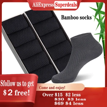 10 Пар/лот мужских высококачественных носков из бамбукового волокна, дышащие мягкие черные весенне-летние антибактериальные удобные подарочные носки