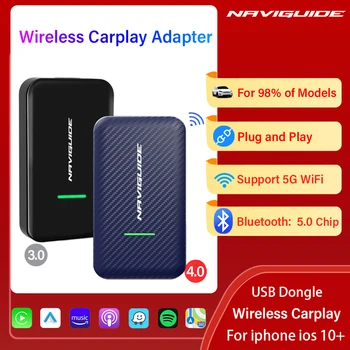NAVIGUIDE 4.0 Беспроводной Android Автоматический адаптер 3.0 Беспроводной Apple CarPlay Ai Box USB-ключ для Audi VW Benz Kia Honda Toyota Ford