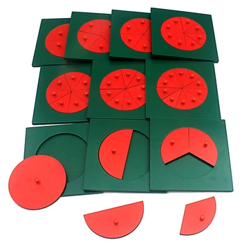 Детские математические игрушки Монтессори, Деревянные круги для Дроби 1-10, Обучающие Деревянные Игрушки, Доска для Кругового деления
