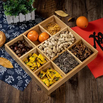 Бамбуковый ящик для хранения в китайском стиле, плита для кипячения чая, лоток для сухофруктов, бытовой чайный поднос, коробка для закусок с конфетами, орехами, лоток для еды