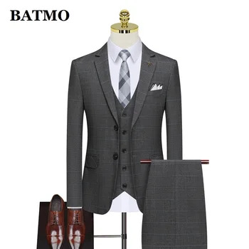 BATMO 2021, новое поступление, повседневные мужские костюмы в клетку, свадебные костюмы для мужчин SJT861