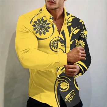 2023, Новая модная мужская рубашка дизайнерского дизайна, Повседневная Белая Желтая Уличная вечеринка на открытом воздухе, Высококачественный Мягкий удобный материал