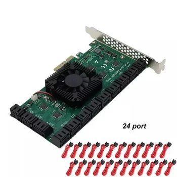 Майнинг PCIe SATA Карта 24 Порта 6 Гбит/с SATA PCI-E X4 Адаптер Поддержка 24 Устройств SATA 3,0 Встроенный Адаптер Конвертер Для настольных ПК