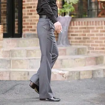 Осенние новые тонкие повседневные брюки, мужские винтажные классические модные деловые Длинные облегающие прямые хлопковые однотонные брюки H26