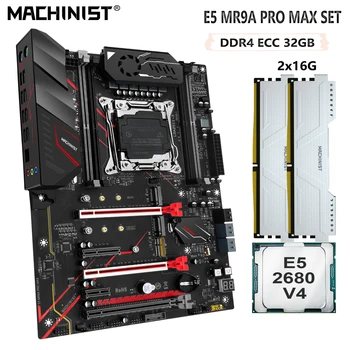 MACHINIST X99 Комплект материнской платы Xeon E5 2680 V4 CPU Процессор 2x16G = 32 ГБ оперативной памяти DDR4 ECC Поддержка SSD M.2 ATX MR9A PRO MAX