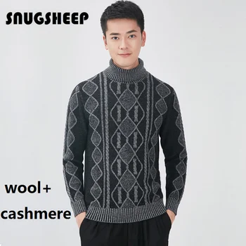 теплый зимний кашемировый ретро-свитер, мужская винтажная одежда, пуловер в клетку, корейский трикотаж, толстый полосатый джемпер, мужские свитера, вязание