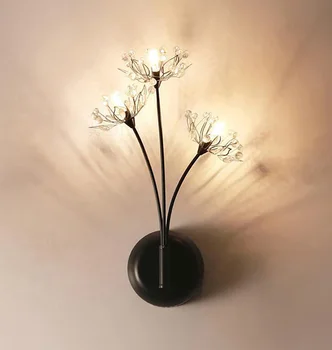 Современный роскошный хрустальный настенный светильник с хромированной отделкой, настенный бра, светильник в форме одуванчика, настенный светильник