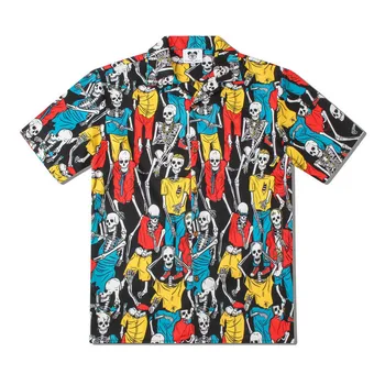 Летняя Гавайская пляжная рубашка с забавным Принтом Черепа Для мужчин, Короткий рукав, Гавайские рубашки Aloha, Мужская Праздничная Одежда для отдыха, Сорочка