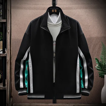2023 Новая мужская Весенне-осенняя куртка с подкладкой, спортивное пальто в повседневном стиле, воротник-стойка, модная верхняя одежда контрастных цветов, M-5XL