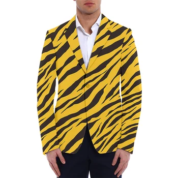 Блейзеры в тигровую полоску, Мужской костюм, Винтажная мужская куртка с принтом животных, Мужская одежда на заказ, Офисные костюмы 5XL