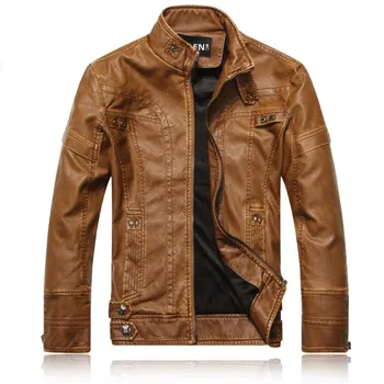 Новая мужская мотоциклетная кожаная куртка со стоячим воротником, повседневное теплое кожаное пальто, мужская одежда из искусственной кожи