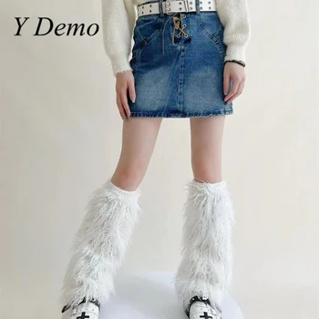 Y Demo Y2k, теплый чехол для ног, Уличная одежда, Плюшевые Меховые Чулки, Чехол для Повседневных ботинок