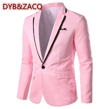 DYB & ZACQ Мужской приталенный пиджак, деловой повседневный костюм, пиджак свадебного жениха, мужской блейзер на одной пуговице 4XL 5XL