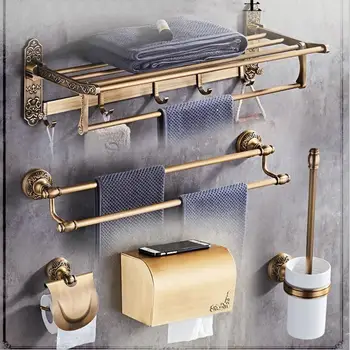 MAEBOW w stylu Vintage aluminium łazienka sprzętu zestaw do kąpieli półka na ręczniki szczotkę wc wieszak na ręcnka zestaw