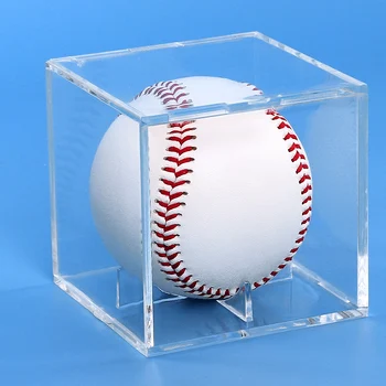 Бейсбольная витрина, защищенная от ультрафиолета Акриловая прозрачная бейсбольная подставка, квадратный Кубический протектор для мячей, памятные вещи, коробка для автографов